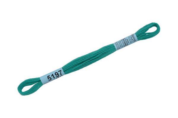 Мулине Gamma 100% хлопок, цв.5197 бирюзовый, 24 мотка по 8 метров