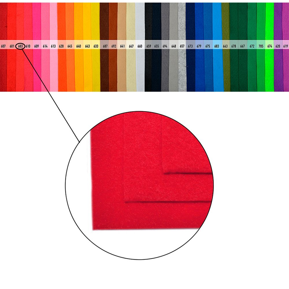 Фетр листовой жесткий 1.0 мм, 20х30 см, 10 шт, цв. 603 красный