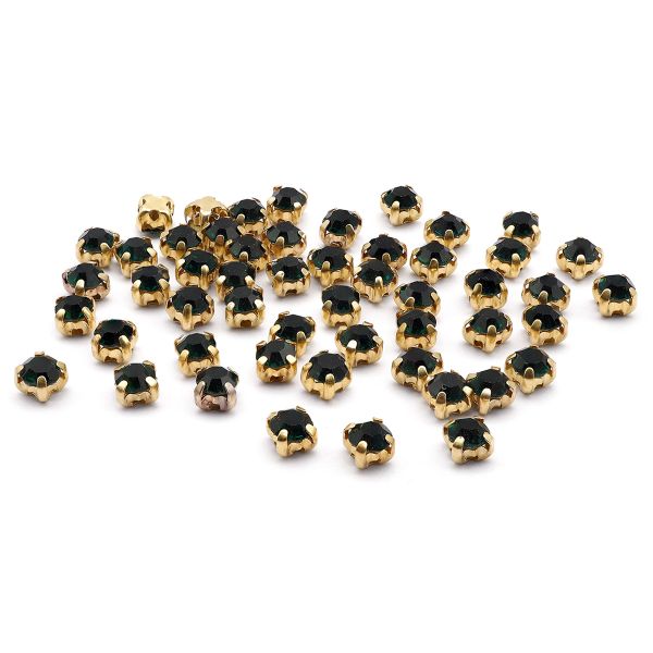 Хрустальные стразы в цапах/золото, 4мм, 50 шт/упак, Astra&Craft (36 изумрудный), 4AR159/166