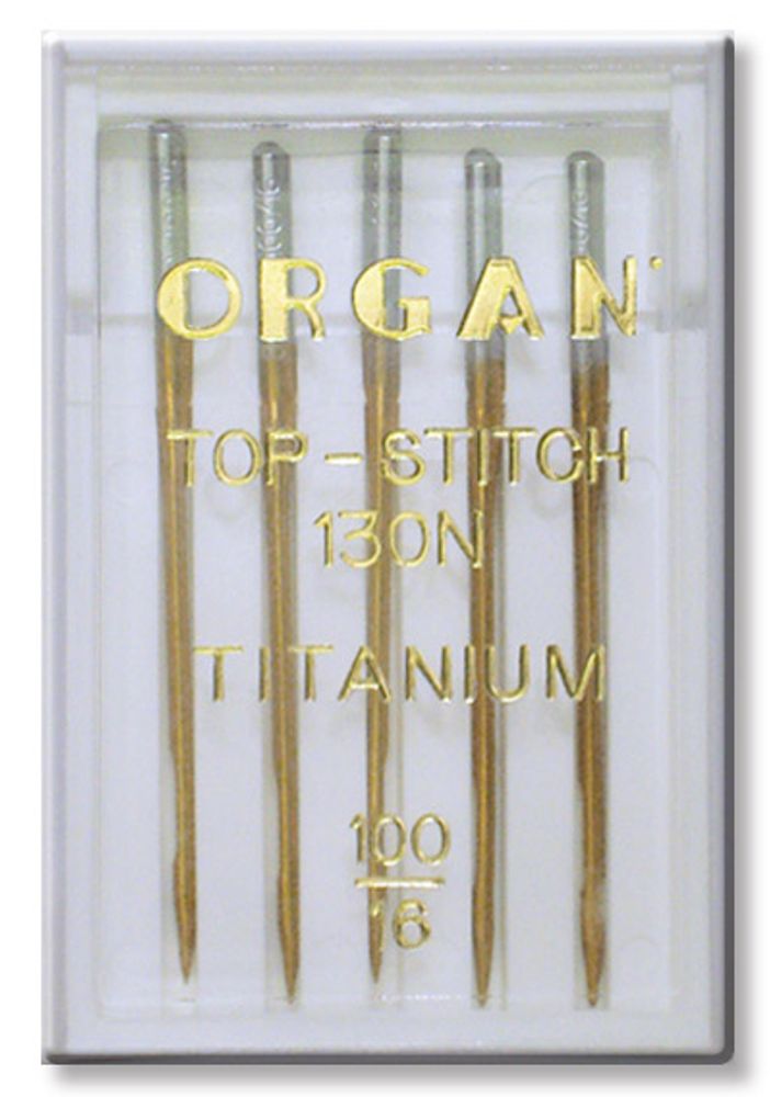 Иглы для бытовых швейных машин Organ Top-stitch Titanium 5 шт, в пенале, 5616100 100
