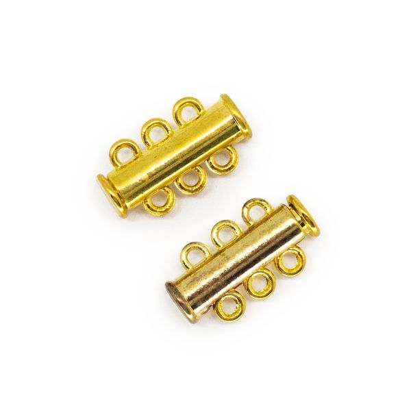Замок-слайдер магнитный на 3 нити, 19х10 мм, 2 шт цв. золото, 29372