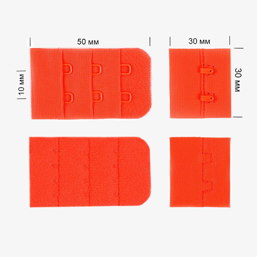 Застежки для бюстгальтера 3х2, 30 мм, 100 шт, A3405 красно-оранжевый