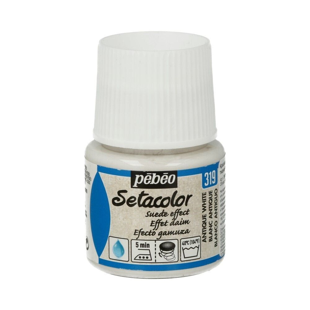 Краска для темных и светлых тканей с эффектом замши Setacolor 45 мл 295319 белый античный, Pebeo