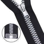 Молния трактор Arta Т5 (5 мм) 1 зам., разъем., 80 см, Decor, разъем., цв. 2076 -F цв. 077 черный / 991 алюминий, уп.5 шт