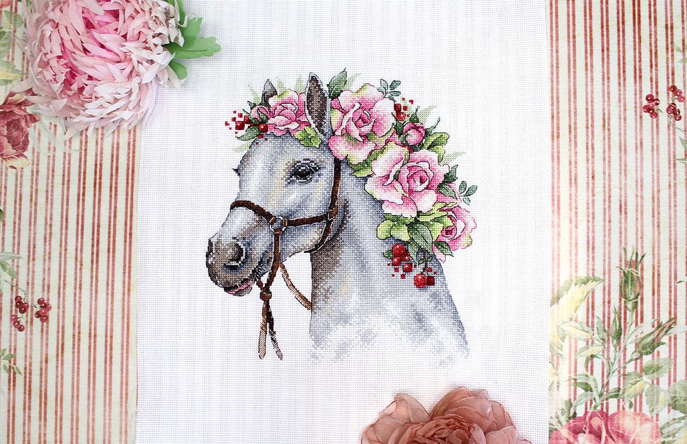 Набор для вышивания нитками МП Студия, Лошадь, 23х20 см