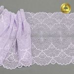 Кружево эластичное (стрейч) 8034 195мм цв.F165 нежная сирень, 10 метров, Kruzhevo