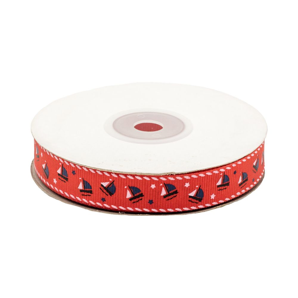 Лента репсовая (в рубчик) Парус 2см*22.86 м (красный)