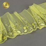 Кружево на сетке (вышитое) 135 мм, цв.желтый, правая, 6м, Kruzhevo