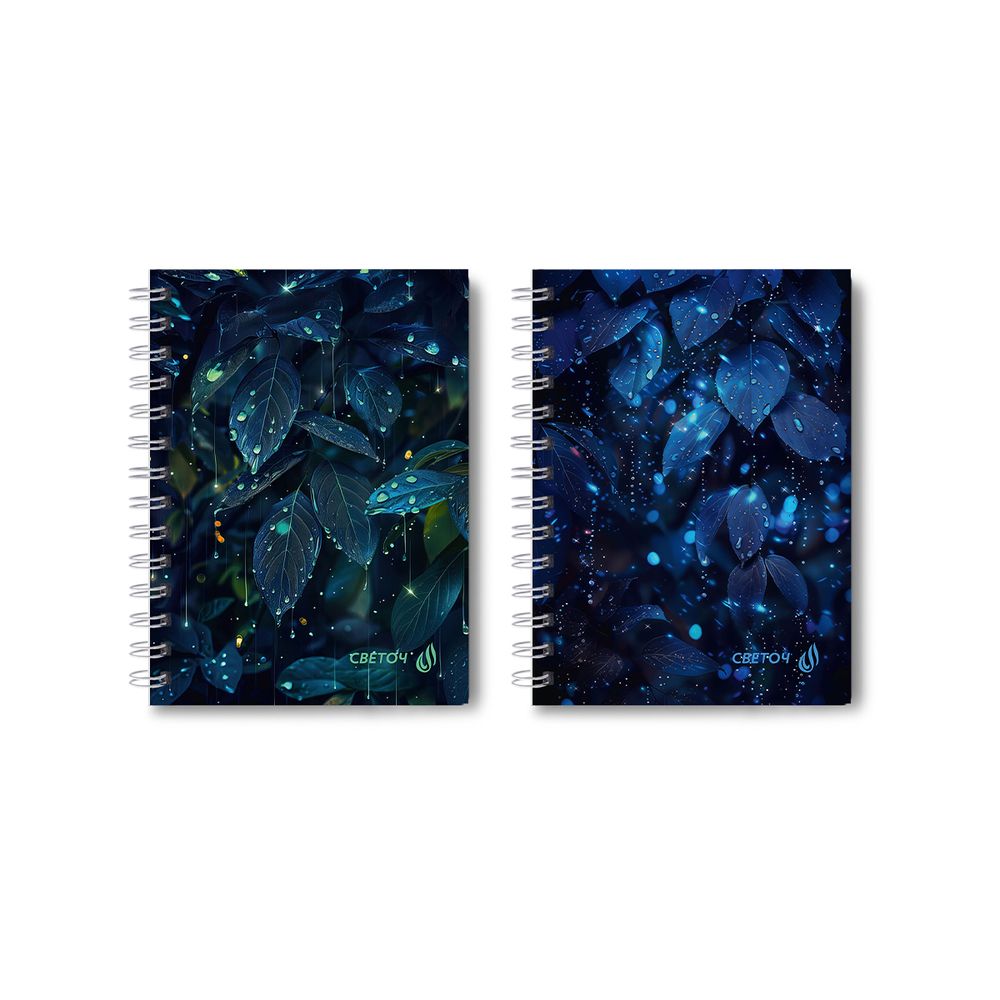 Записная книжка с твердым переплетом, глянцевая ламинация, на гребне A6 120 л. 4 шт клетка, Мелодия дождя 01591, ЗК226 Светоч