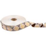 Лента (тесьма) жаккардовая 32.0 мм / 25 метров, Орнамент для северных народов, рис 9788 белый-коричневый-чайная роза, Gamma С3774