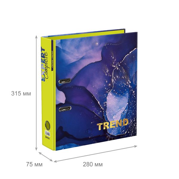 Регистратор ламинированный Marbling 75 мм, 10 шт, Trend A4 арочный механизм, синий EC751706, Expert Complete