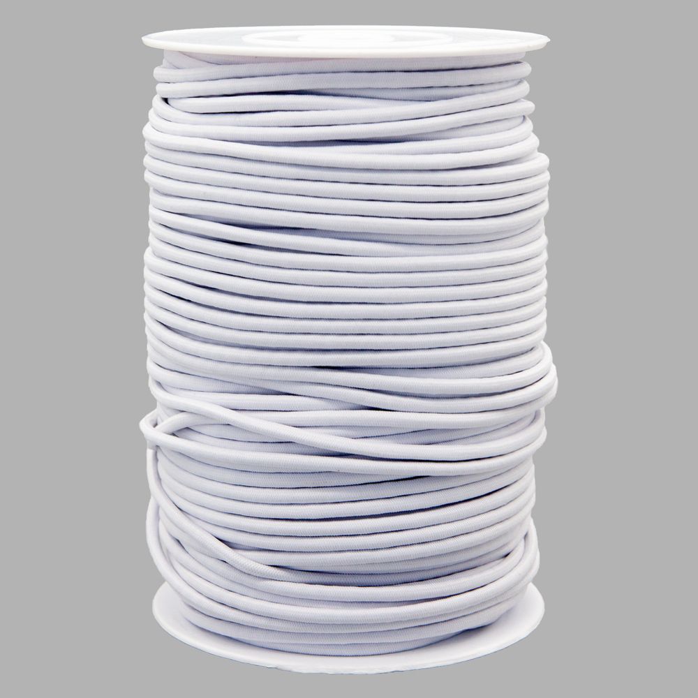 Резинка шляпная (шнур эластичный) ⌀4.0 мм / 100 метров, 01 белый
