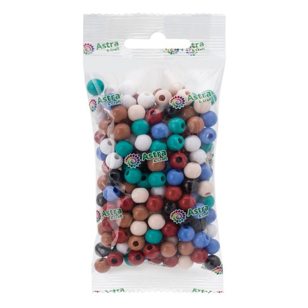 Бусины пластик ⌀8 мм, 50 г, микс цвета, круглые, Astra&Craft (микс), 1AL121-2