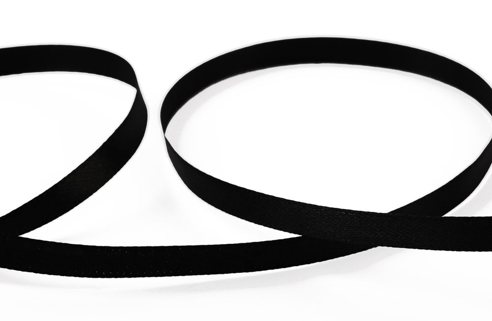 Лента атласная 1-сторонняя 6.0 мм / 33±2 метра, №113 черный, в термоплёнке, Gamma