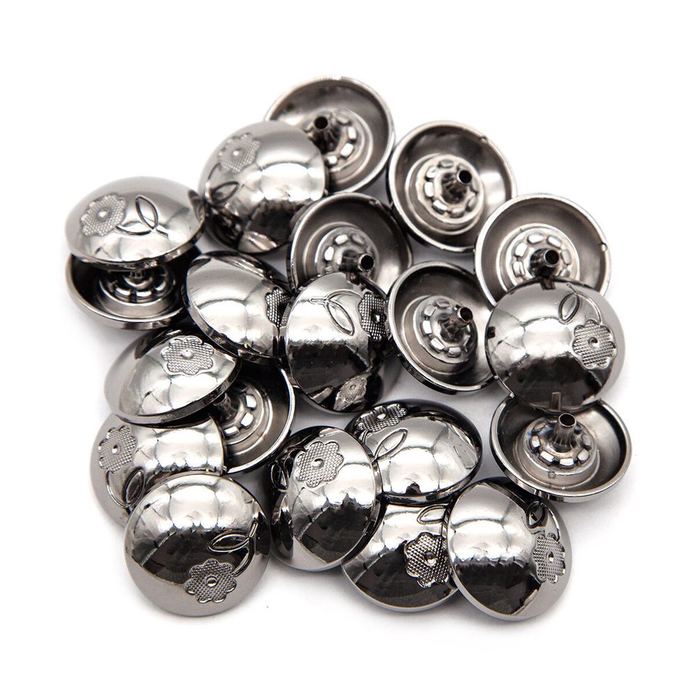 Часть кнопки Альфа (S-образная) ⌀22 мм (A-часть), 5/22 чер.никель мет. сфера с цветком, 20 шт