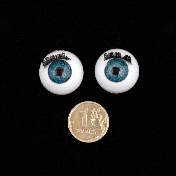 Глаза для кукол и игрушек с ресницами, TR-22, цв. голубой, уп. 10 шт