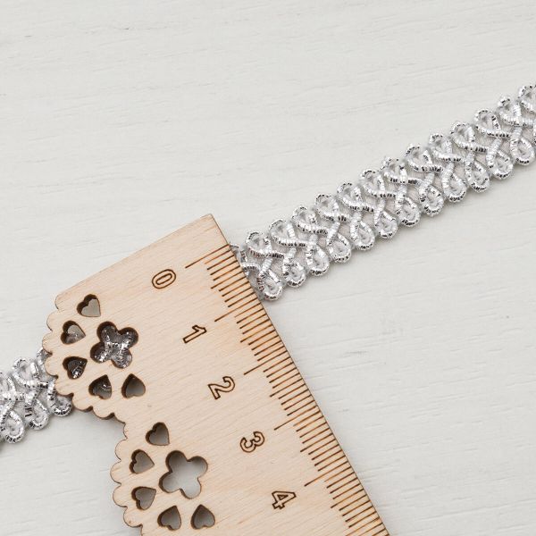 Тесьма отделочная Шанель, металлизир. 13 мм, 25 м, SR37 серебро