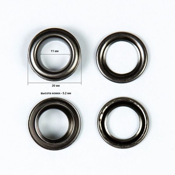 Люверсы металл ⌀11.0 мм (внутр.), чер.никель, 50 шт, BIG