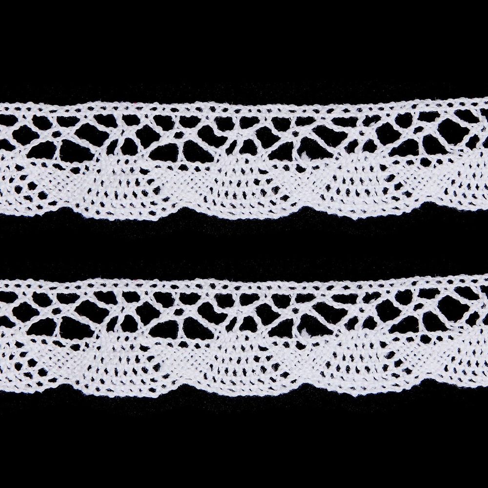 Кружево вязаное (тесьма) хлопковое 20 мм / 9.14 метров, белоснежный