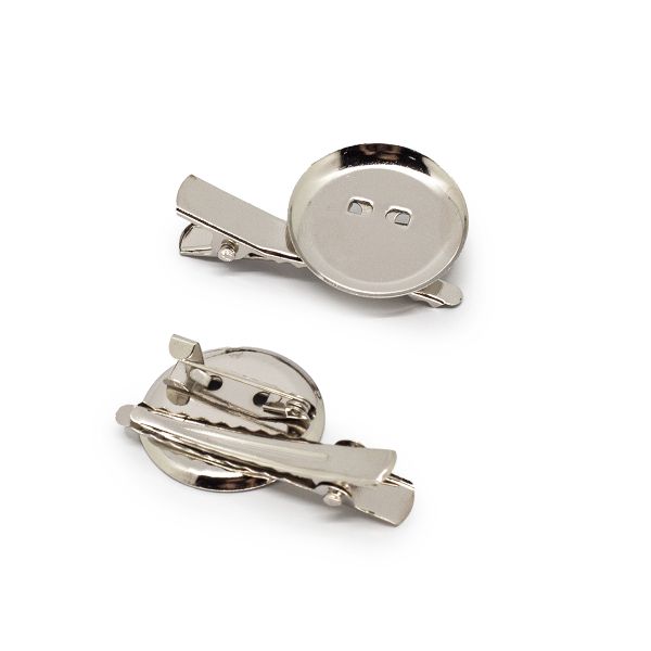 Заготовка для броши с булавкой и прищепкой, металл, 2,4 см, 2 шт, 20780(20588)