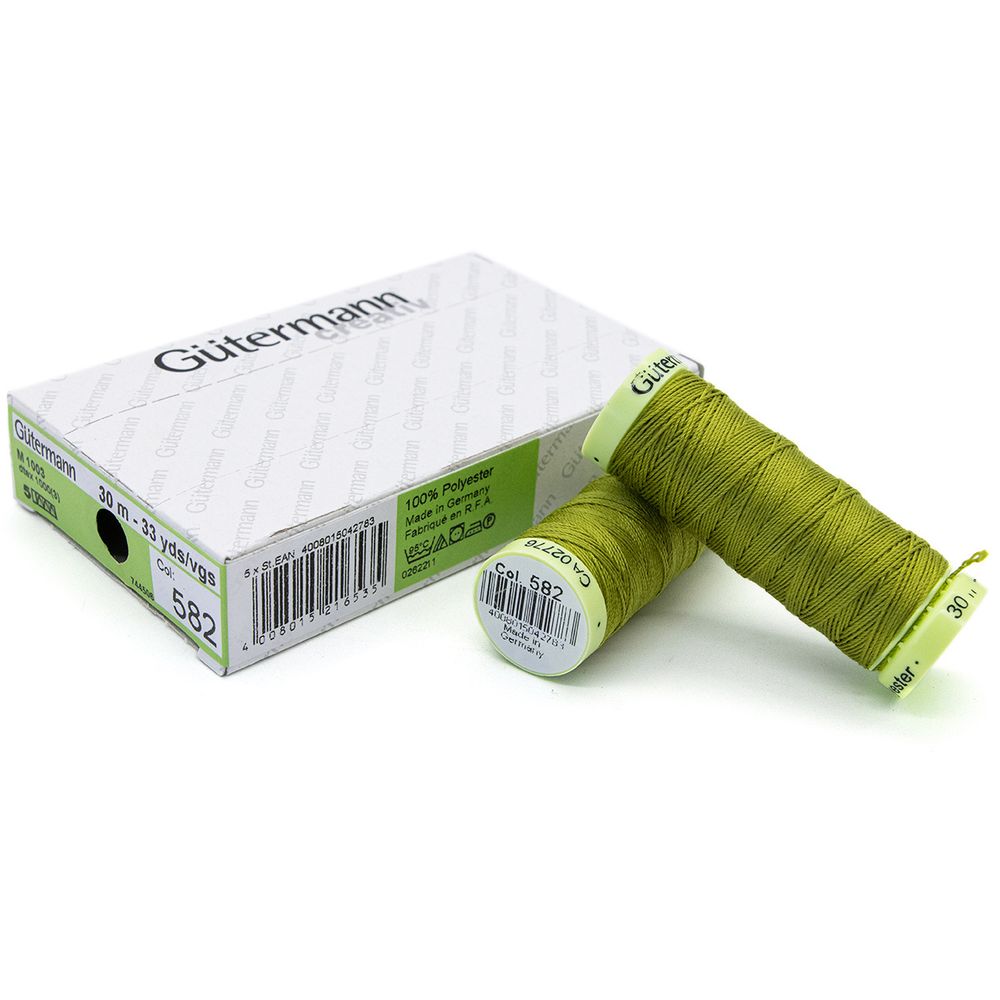 Нитки отделочные Gutermann Top Stitch, 30м, 582 зеленая горчица, 5 катушек