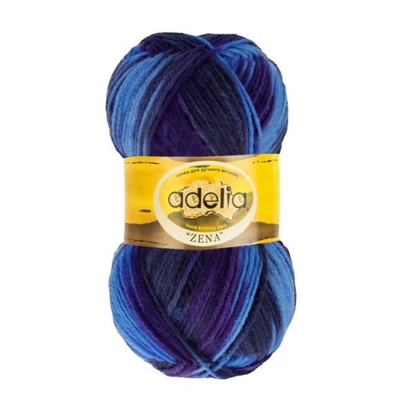 Пряжа Adelia Zena / уп.5 мот. по 100г, 308м, 84 голубой, т.синий, т.сирень