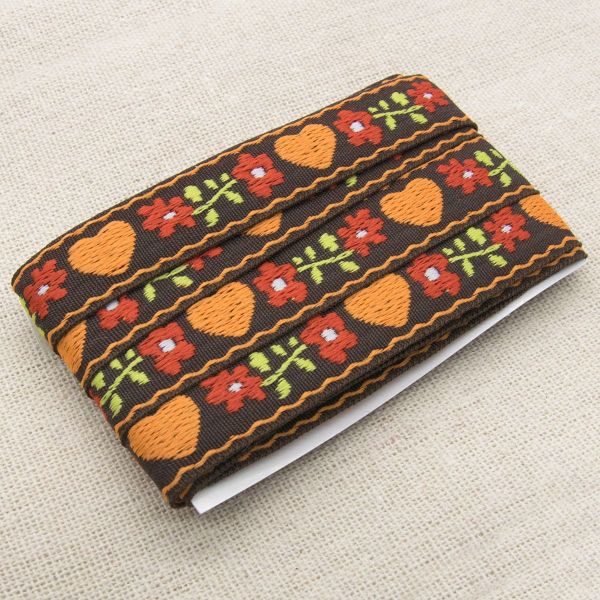 Ткань для рукоделия в наборе с тесьмой жаккард 50х50см+2м (21947/21114 коричневый) 29503