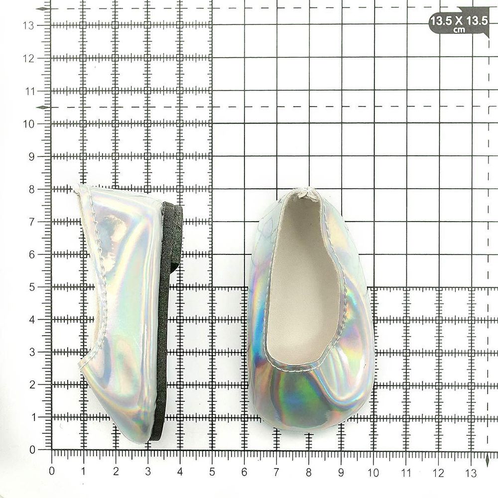 Туфли для куклы Металлик, 7см, цв. серебряный, MISU-7