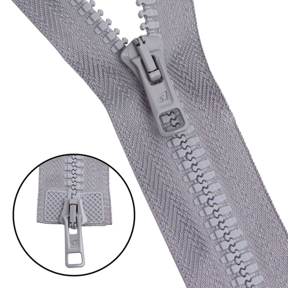 Молния трактор Arta Т6 (6 мм) 2 зам., разъем., 100 см, цв. 079 св.серый, уп.5 шт