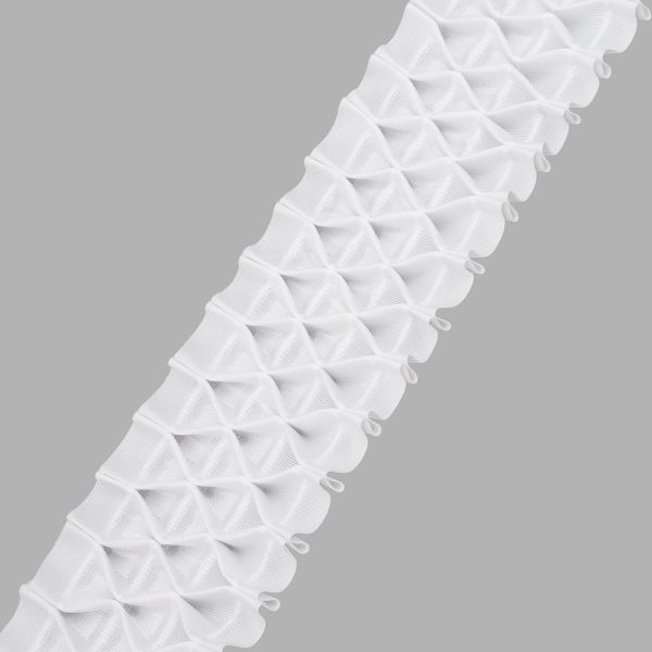 Лента (тесьма) шторная: сборка вафельная (1:3) 80 мм / 10 метров, (2 ряда петель, 4 шнура), белый ТУ, C809