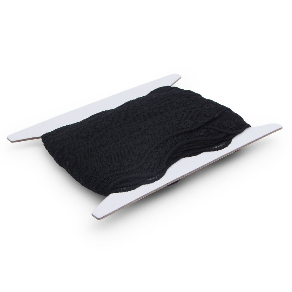 Кружево эластичное (стрейч) 40 мм / 15 метров, черный, LAEC-19138