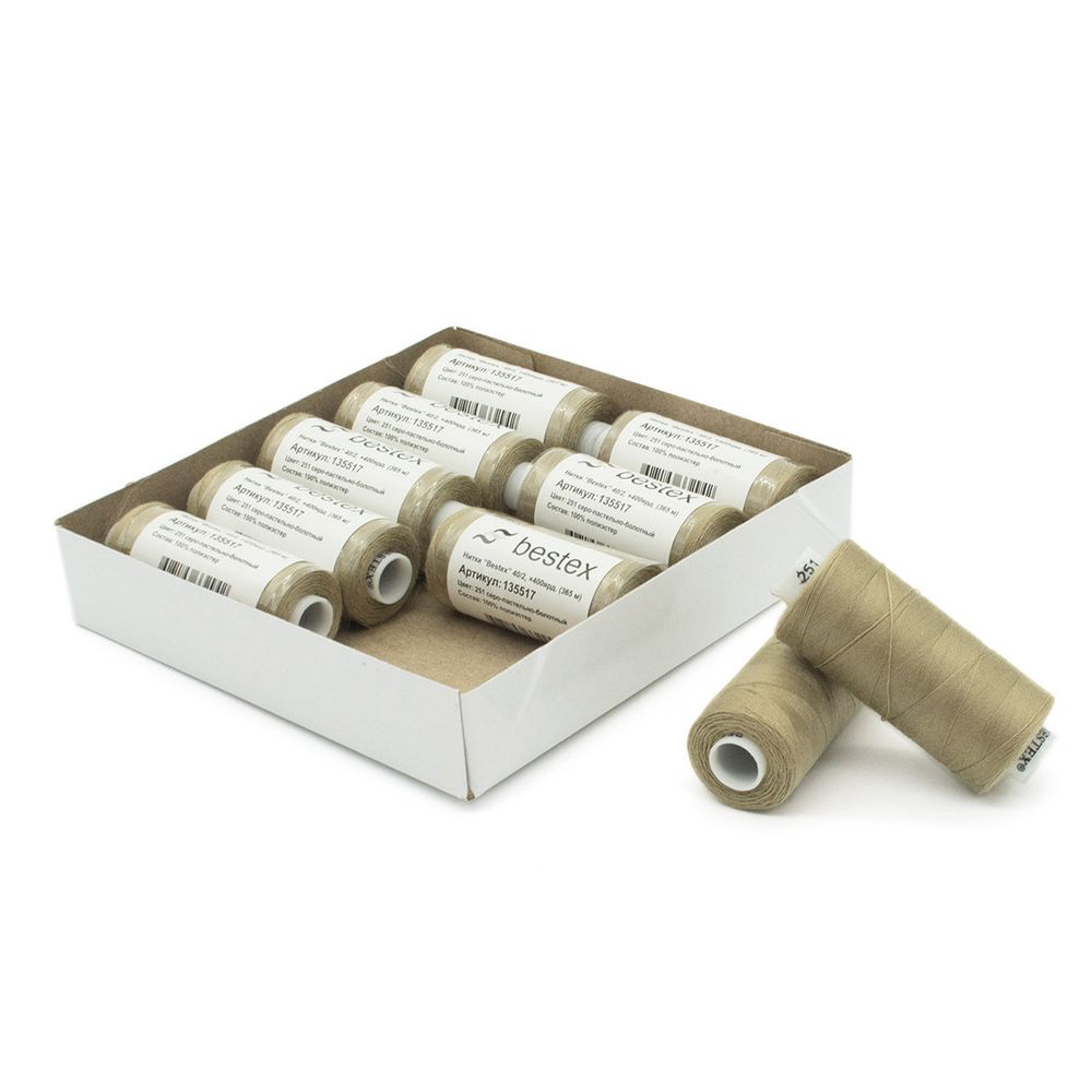 Нитки швейные бытовые Bestex 40/2, 365 м (400 ярд) / 10 кат., 251 бежевый туман