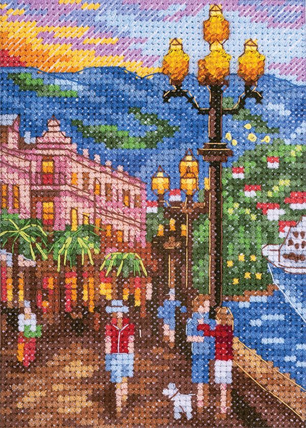 Набор для вышивания нитками Panna, Ялтинская набережная, 11х14,5 см