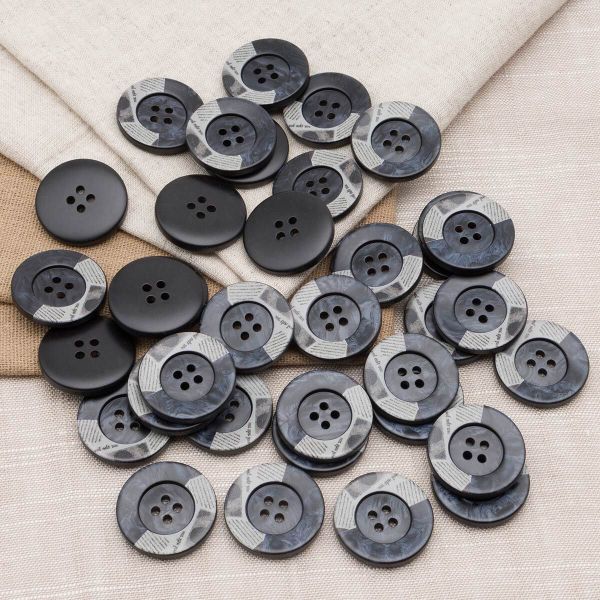 Пуговицы 4 прокола 44L=28 мм, пластик, col.A черный, 36 шт, CN2818