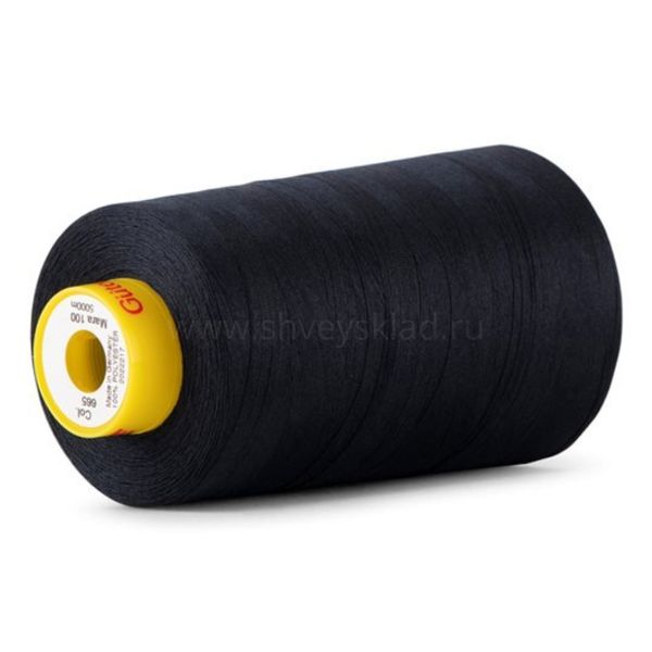 Нитка особо тонкая Gutermann Mara №150 (150/2), 5000 м, 713961, цв. 665 сине-черный, 1 катушка