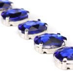 Хрустальные стразы в цапах овальной формы, сапфир 10х14 мм, 5 шт., ОЦ011НН1014