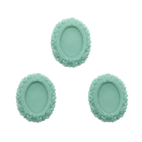Основы для камей, зеленый вн.3,1х3,9/внутр.1,8х2,5 см, 3 шт, Vintage Line