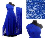 Ткань кружевная (гипюр) в нарезке с кордом диз.LN-3002 шир.145 см, 130 г/м², цв.207 синий, 5 метров
