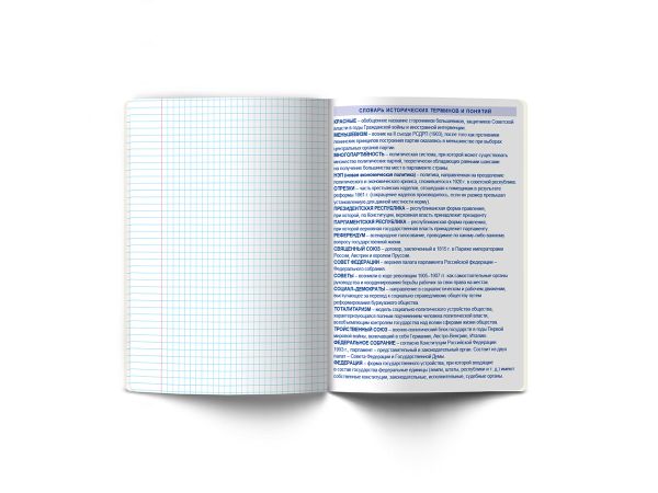 Тетрадь со справочным материалом ПреКрасная, матовая ламинация + выборочный лак, A5+ 48 л. на скобе 65 г/м², белизна 100%, 10 шт, клетка, 000551 История, Светоч 48ТПСК5_24_2_1