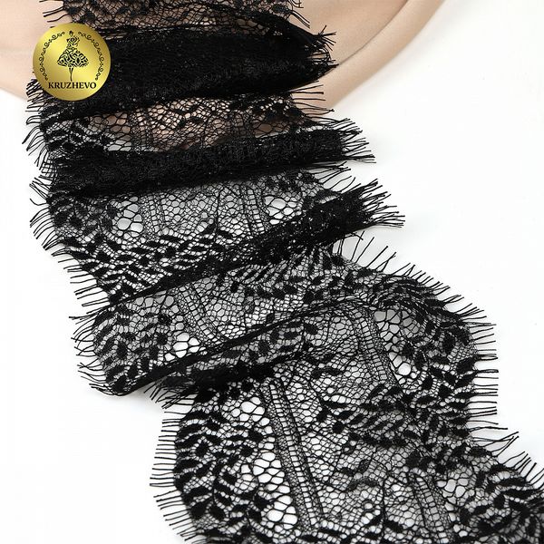 Кружево шантильи (реснички) 120 мм, цв.2 черный, 3 метра, Kruzhevo