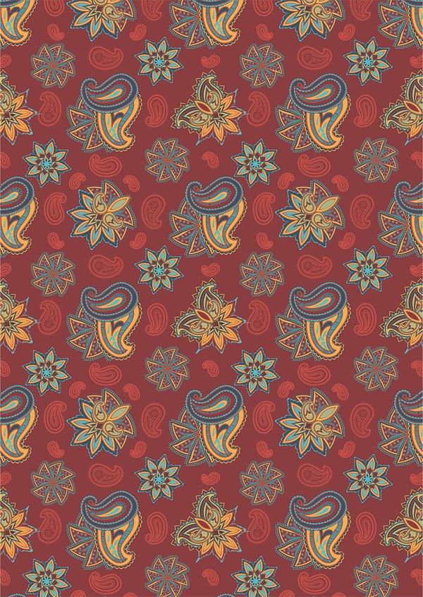 Ткань для пэчворка Peppy Сказочный восток, отрез 50х55 см, 146 г/м², СВ-14 красный, Peppy