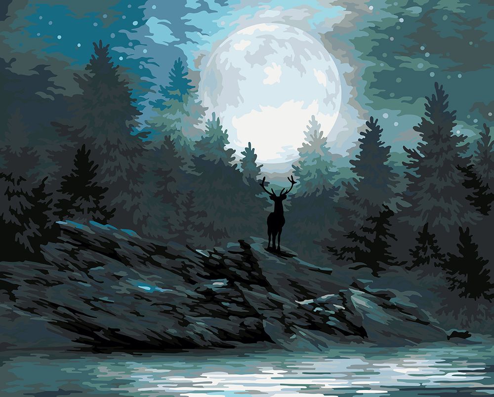 Картина по номерам Фрея, Таинственная луна, 50х40 см