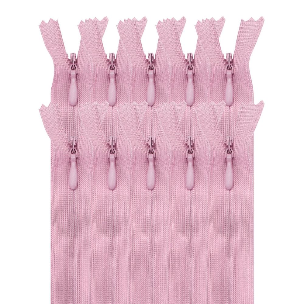 Молния потайная (скрытая) Т3 (3 мм) 1 зам., н/раз., 50 см, св.сиреневый, 31290 / 50, 10 шт