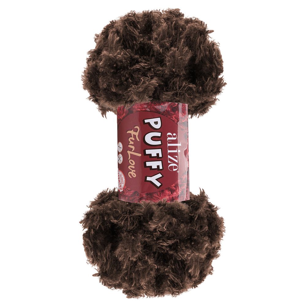 Пряжа Alize (Ализе) Puffy серия Нежный мех (Furlove) / уп.5 мот. по 100г, 6.3м, 493 шоколадный