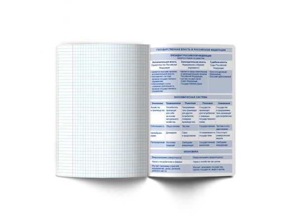 Тетрадь со справочным материалом Знания в действии, A5+ 48 л. на скобе 60 г/м², белизна 90%, 10 шт, клетка, 00838 Обществознание, Светоч 48Т2