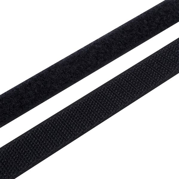 Лента контактная липучка (велкро) пришивная 20 мм, / 25 метров, черный, Hobby&Pro, ПАРА (крючок+петля), качество 