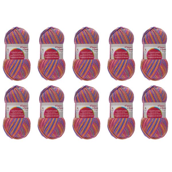 Пряжа Троицкая Подмосковная принт секционный / уп.10 мот. по 100 г, 250 м, 2607 секционный