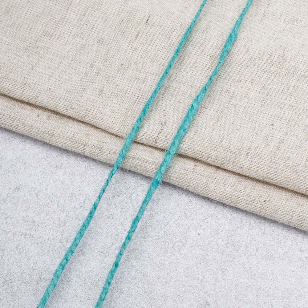 Шпагат джутовый ⌀1.4 мм / 100 метров (100 г), 2-ниточный, 1200 текс, евробобина, бирюзовый