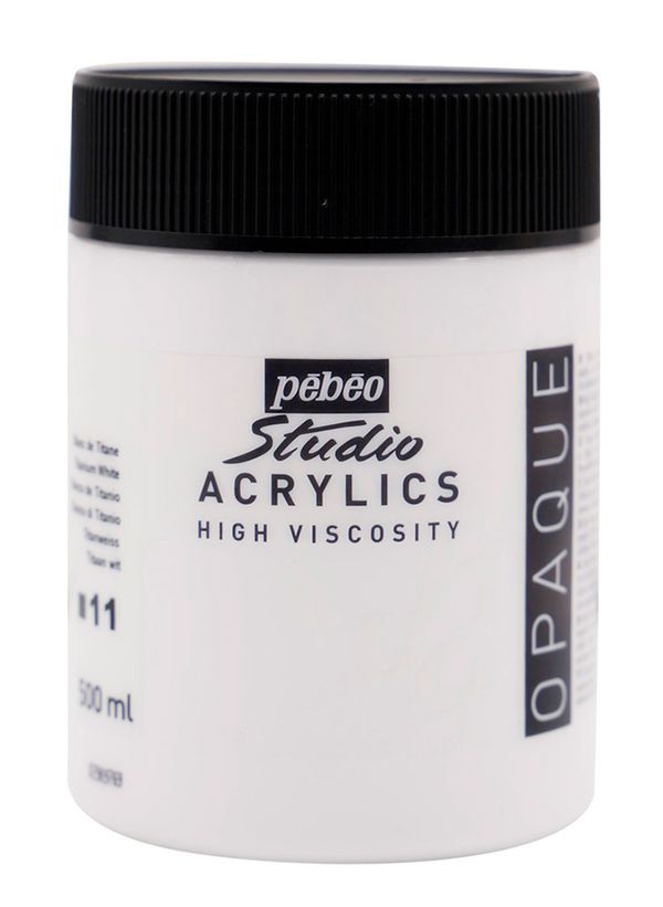 Краска акриловая Acrylics 500 мл, 171011 белила титановые, Pebeo