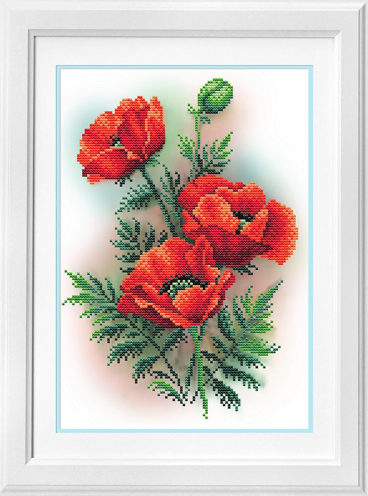 Набор для вышивания нитками МП Студия, Маковое великолепие, 30х40 см